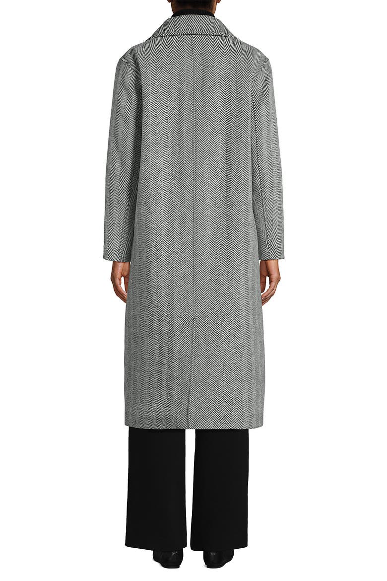 Insulated Double Breasted Wool Coat, Alternate, color, Black Wool Herringbone