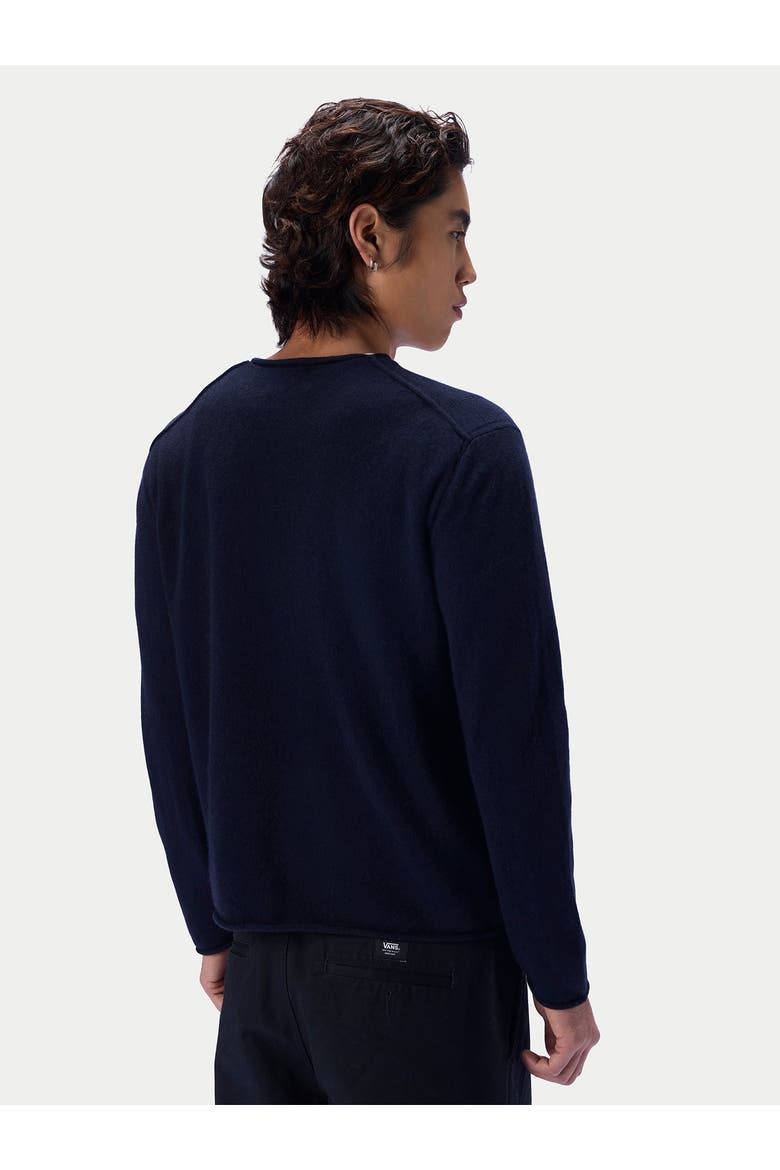 Cashmere Rolled-edge Crewneck Sweater, Alternate, color, navy blazer