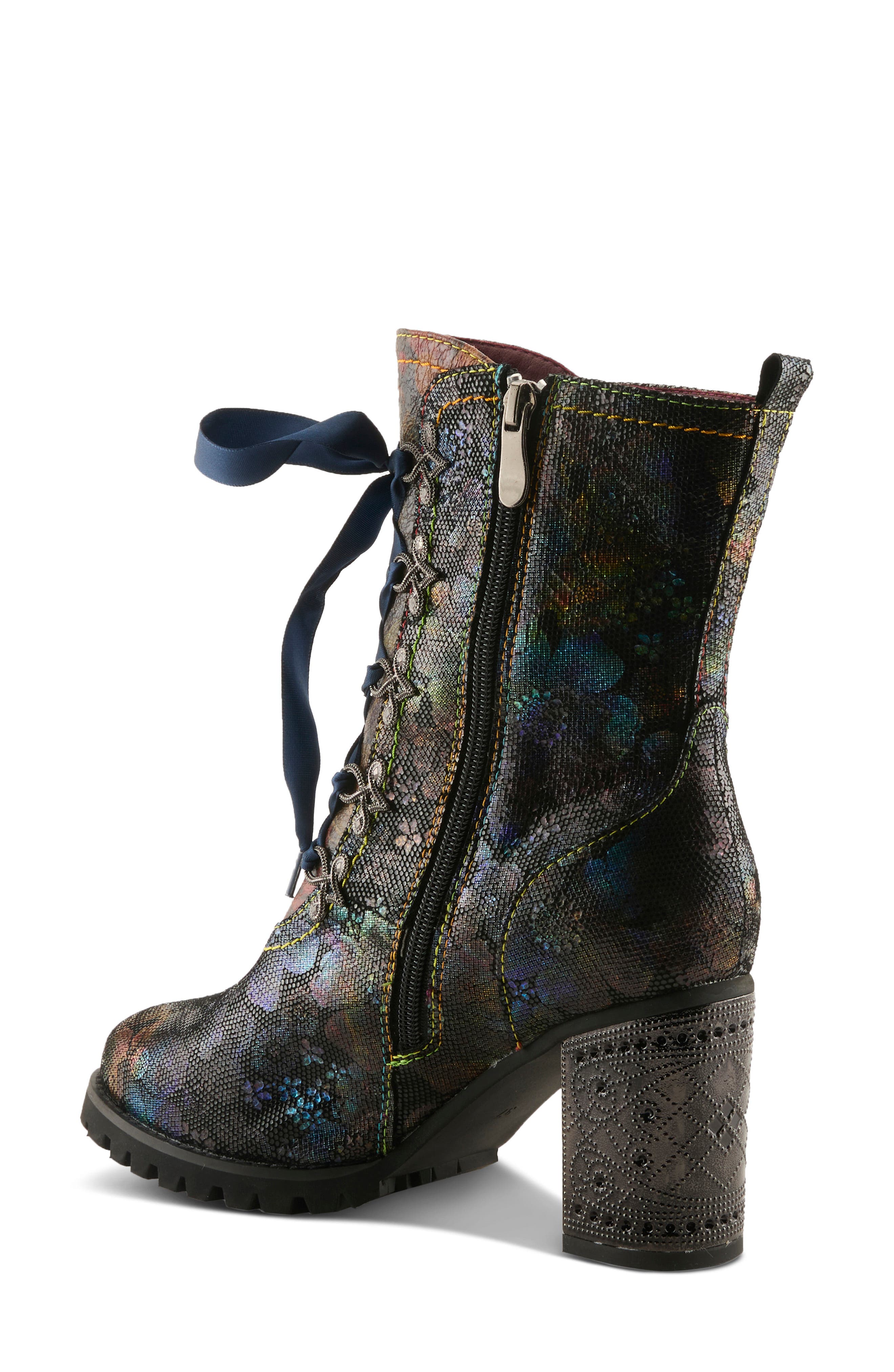 Girlygo Lace Up Boot, Alternate, color, NAVY MULTI