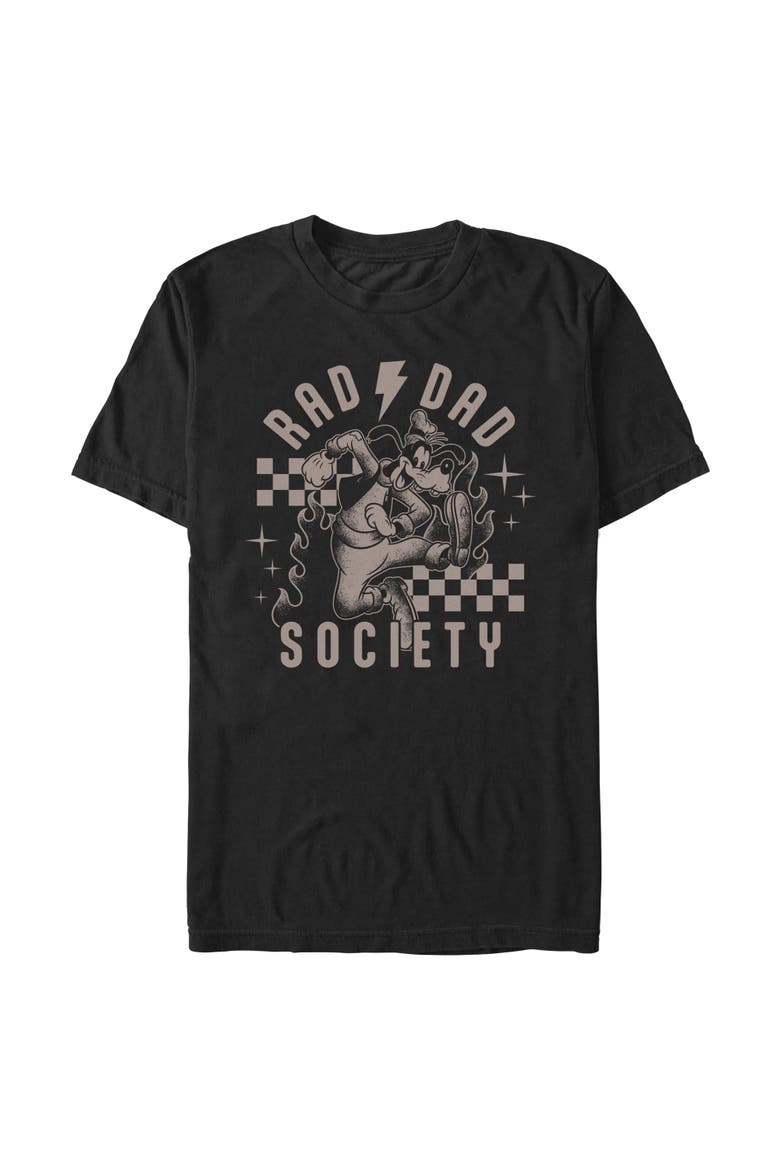 Mens Mickey & Friends Goofy Art Rad Dad Society T Shirt, Main, color, Black