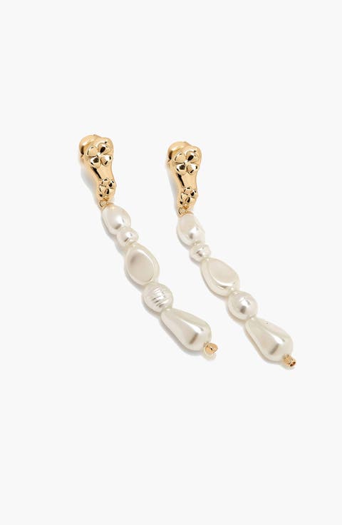 Pearl Eclo Drop Earrings in Gold