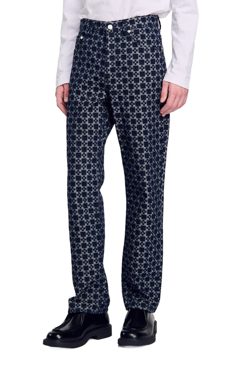 SANDRO Square Cross straight-leg jeans, Alternate, color, 