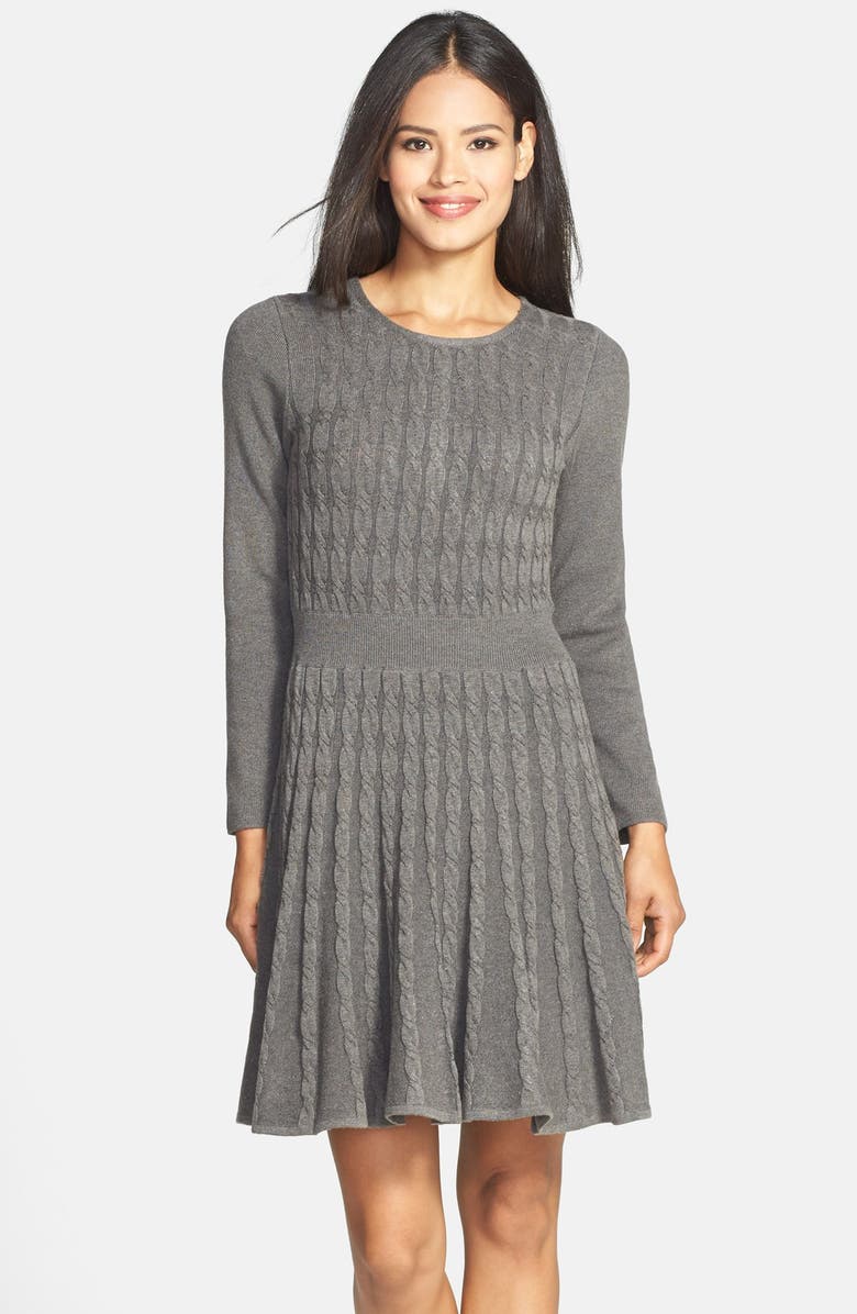 Eliza J Cable Knit Sweater Dress, Main, color, 