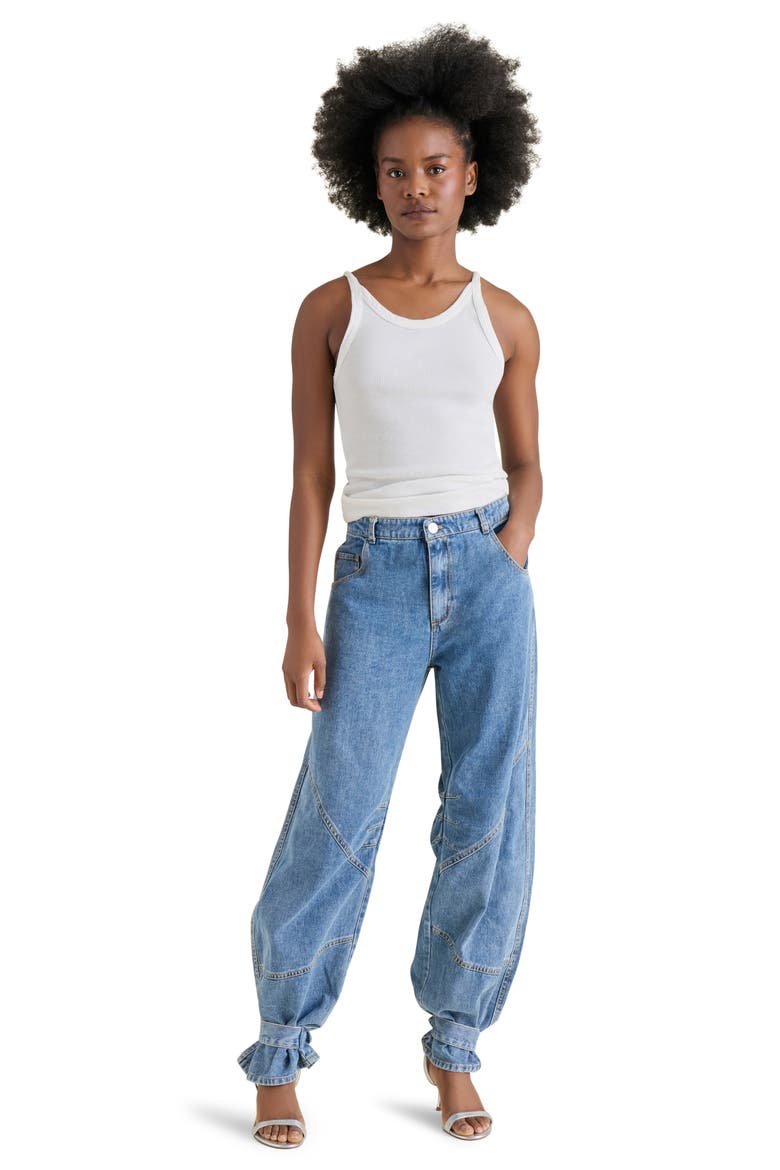 Tre Belted Hem Jeans, Alternate, color, BLUE DENIM