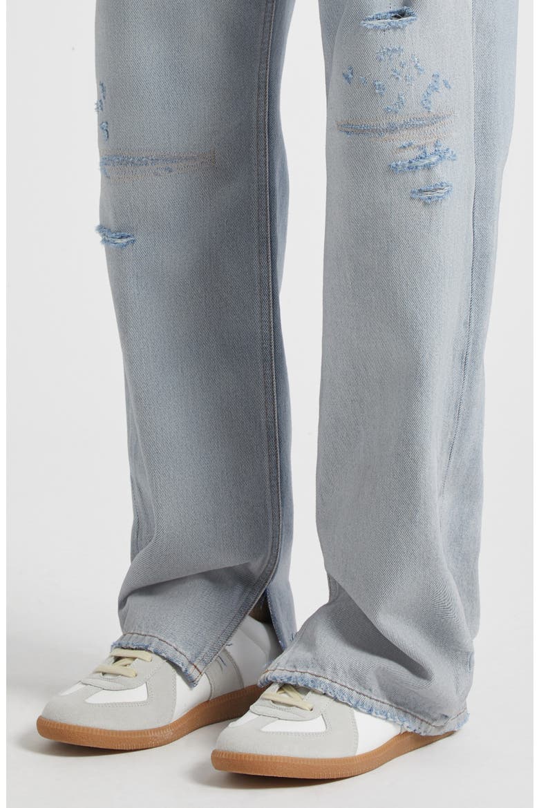 Distressed Straight Leg Jeans, Alternate, color, LIGHT BLUE