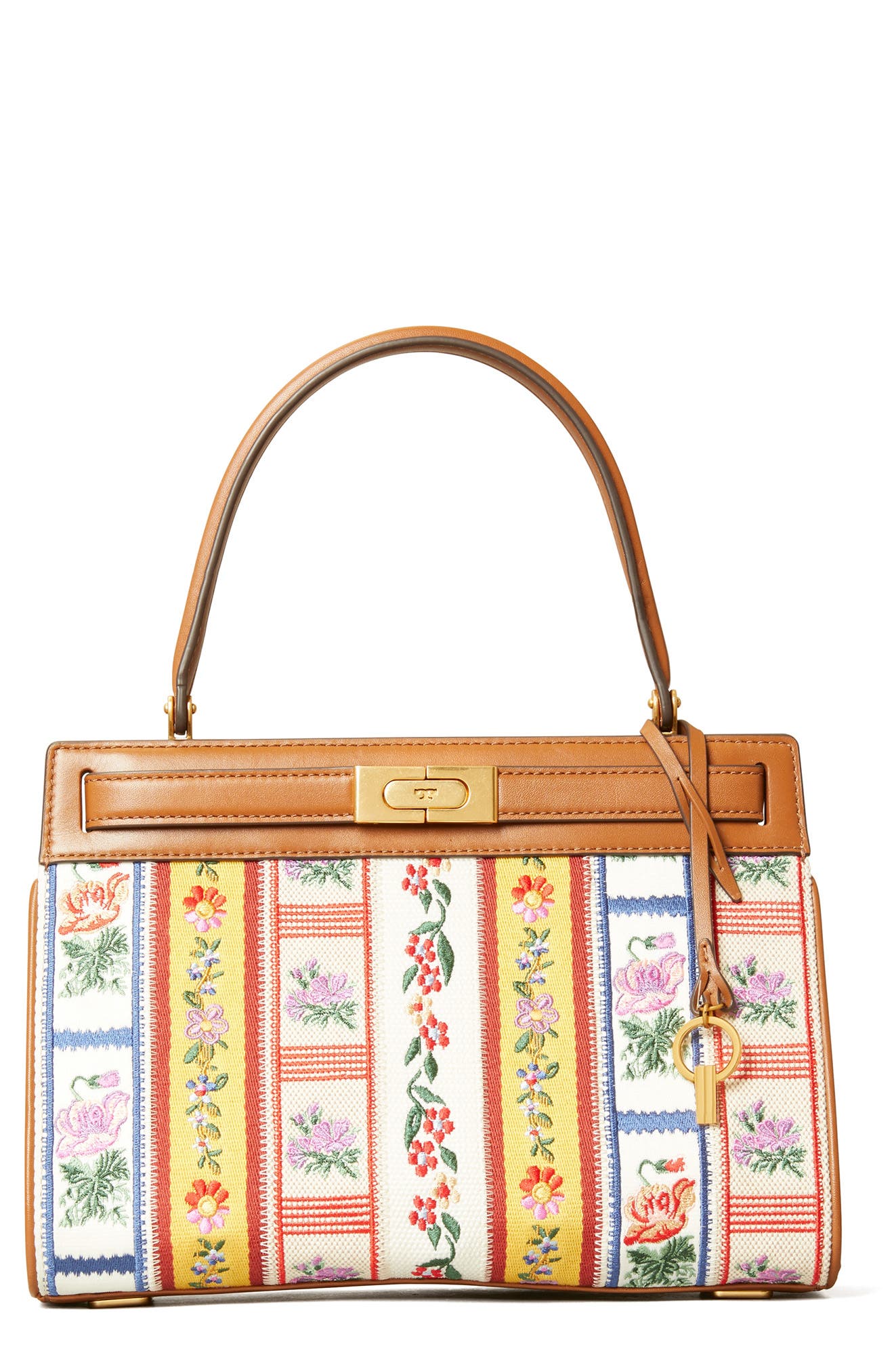 Tory Burch Lee Radziwill Webbing Patchwork Embroidered Shoulder Bag, Main, color, 
