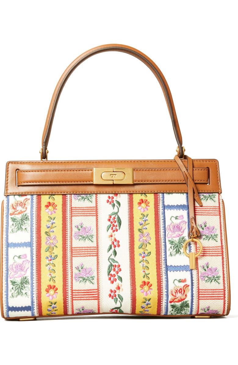 Tory Burch Lee Radziwill Webbing Patchwork Embroidered Shoulder Bag, Main, color,