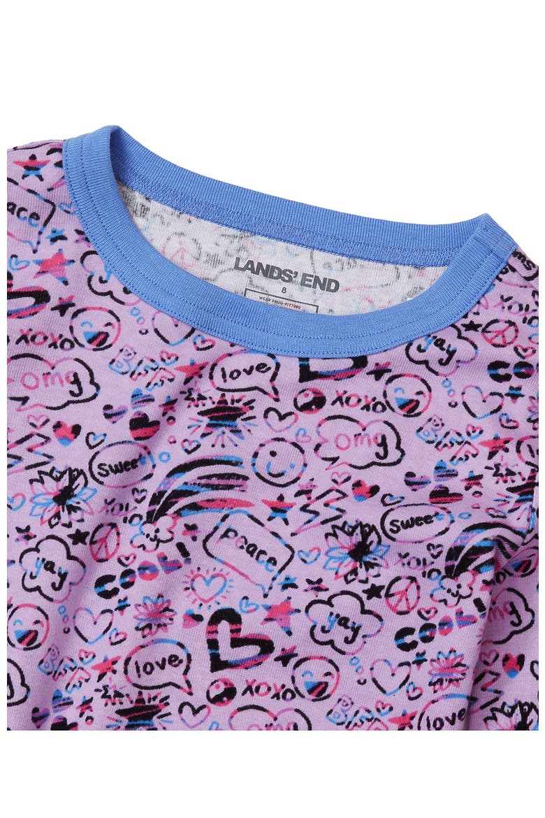 Kids Pattern Snug Fit Pajama Set, Alternate, color, Doodle On Light Purple