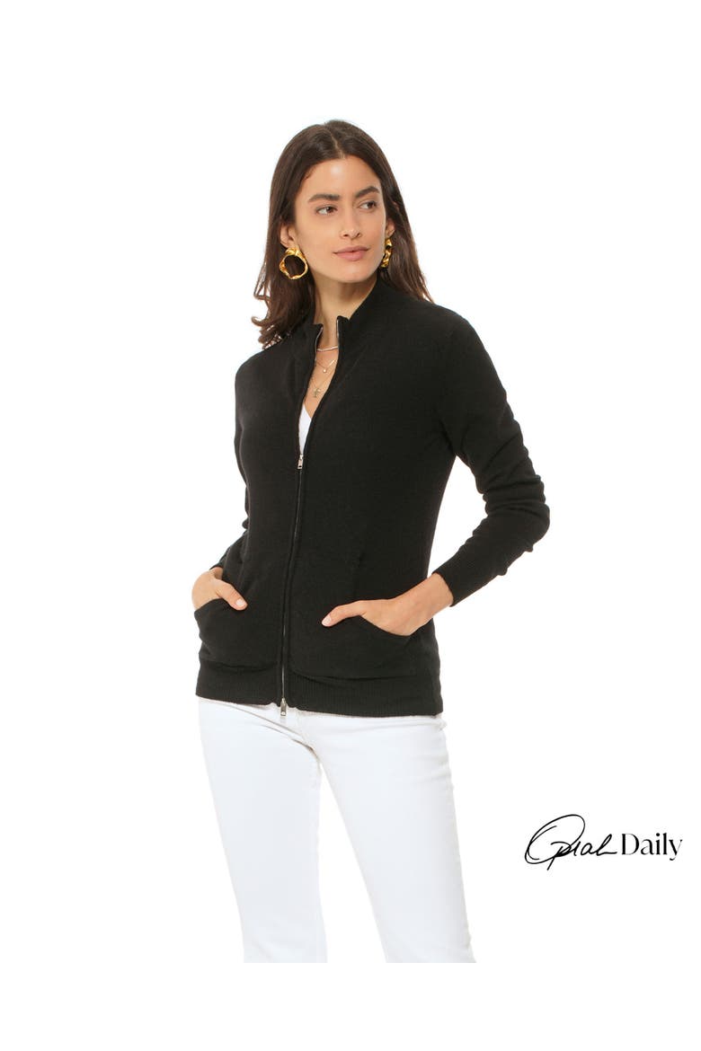 Pure Cashmere Double Slider Slider Zip Cardigan, Main, color, Black