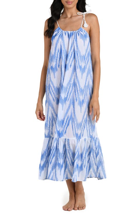 Tidal Wave Tie Shoulder Cover-Up Maxi Dress