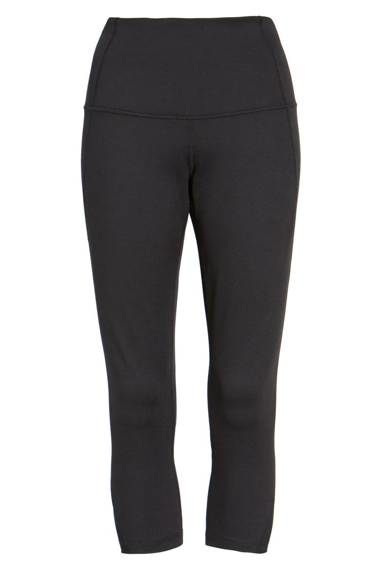 'Hatha' High Waist Crop Leggings, Alternate, color, BLACK