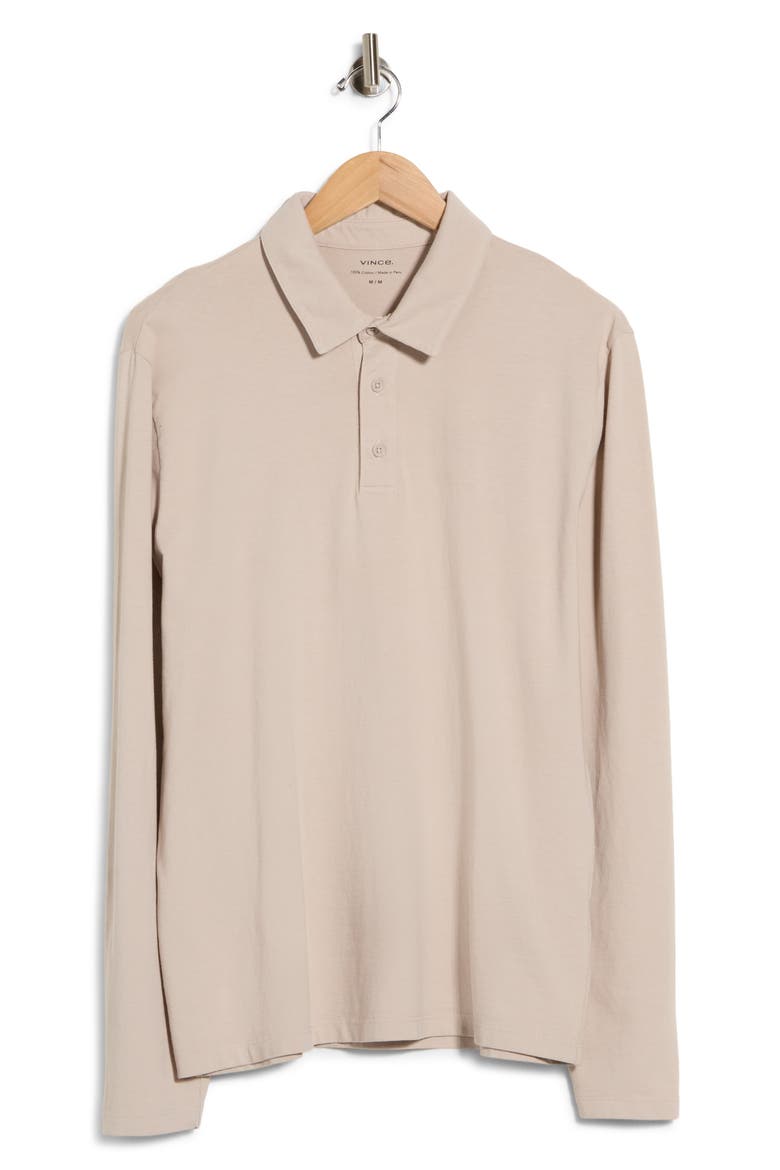 Cotton Long Sleeve Polo, Alternate, color, PUMICE ROCK