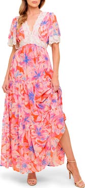 FLYING TOMATO Floral Lace V-Neck Maxi Dress
