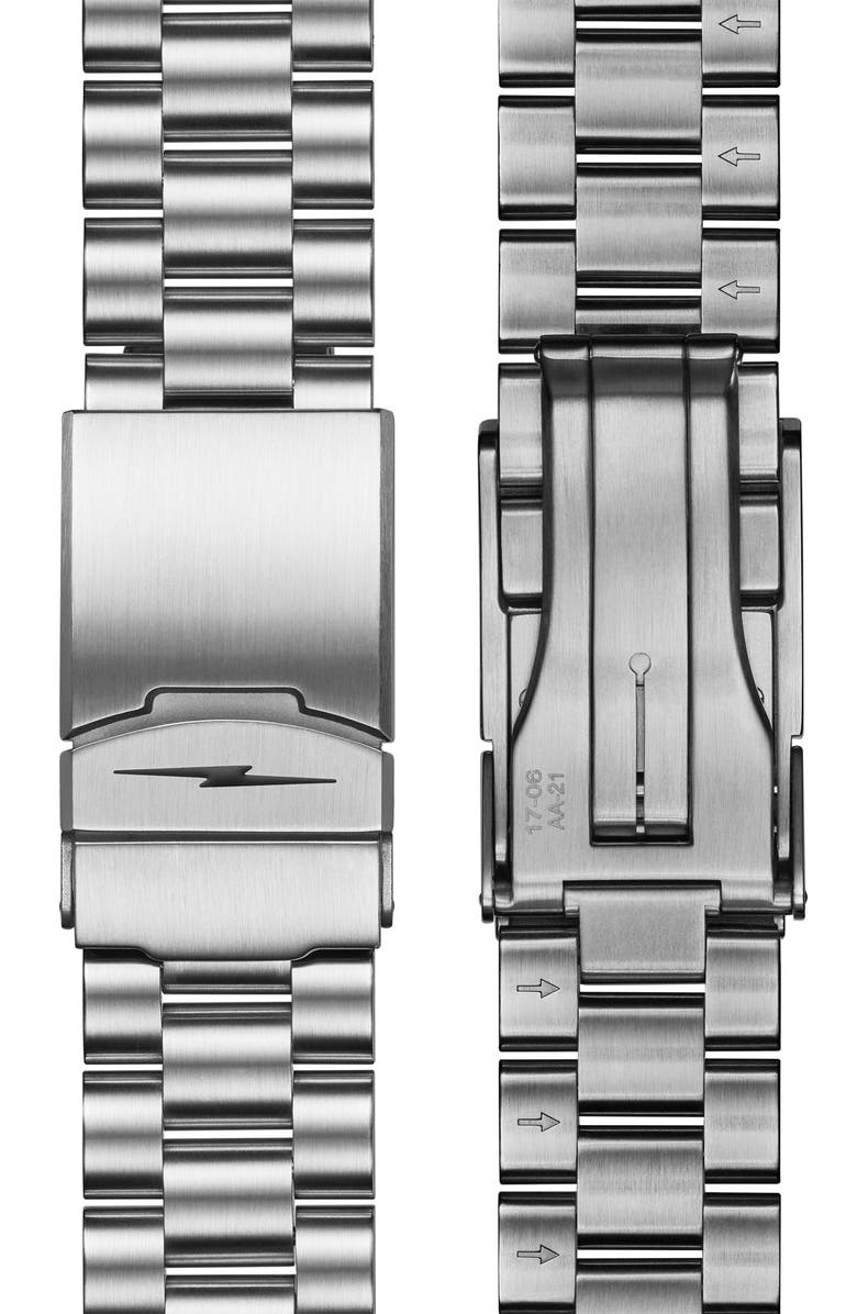 Shinola The Monster Automatic Bracelet Watch, 43mm, Alternate, color, Silver/ Cardinal Red/ Blue