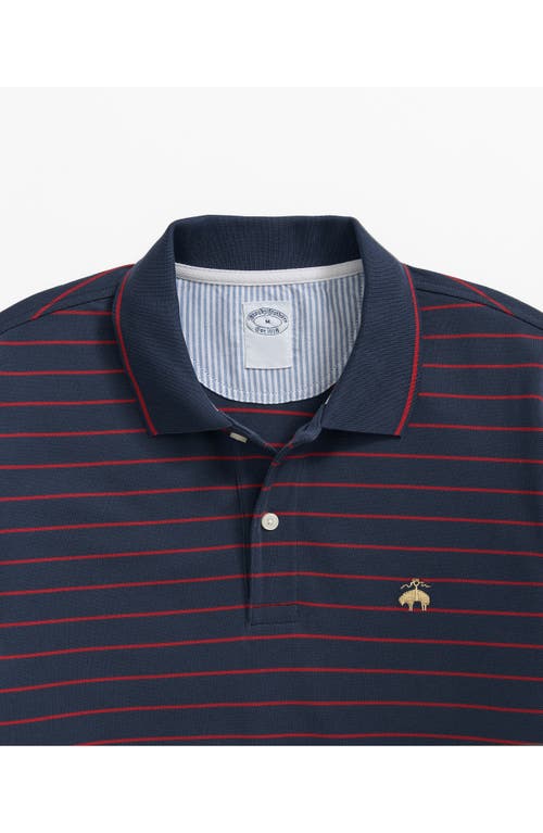 Brooks Brothers Trim Fit Stripe Stretch Supima® Cotton Piqué Polo In Navy Multi