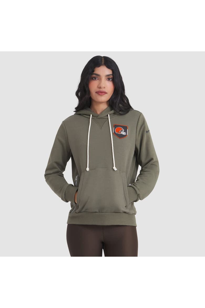 Women's Nike Olive Cleveland Browns 2025 Salute to Service Sideline Standard Issue Dri-FIT Hoodie, Main, color, Olive