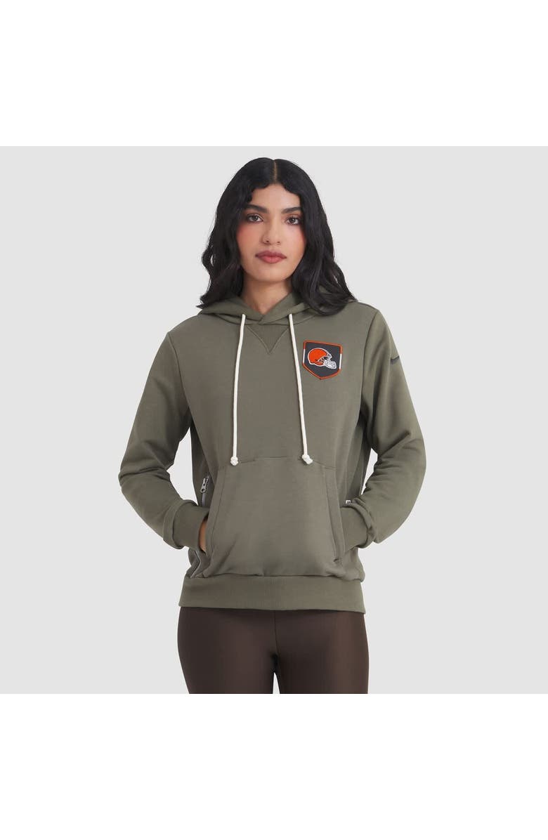 Nike Women's Nike Olive Cleveland Browns 2025 Salute to Service Sideline Standard Issue Dri-FIT Hoodie, Main, color, Olive