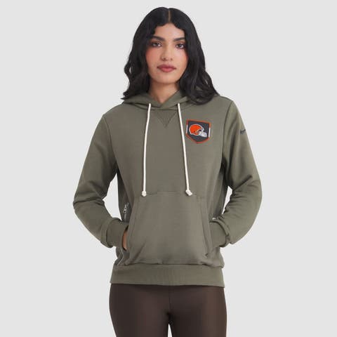 Women's Nike Olive Cleveland Browns 2025 Salute to Service Sideline Standard Issue Dri-FIT Hoodie