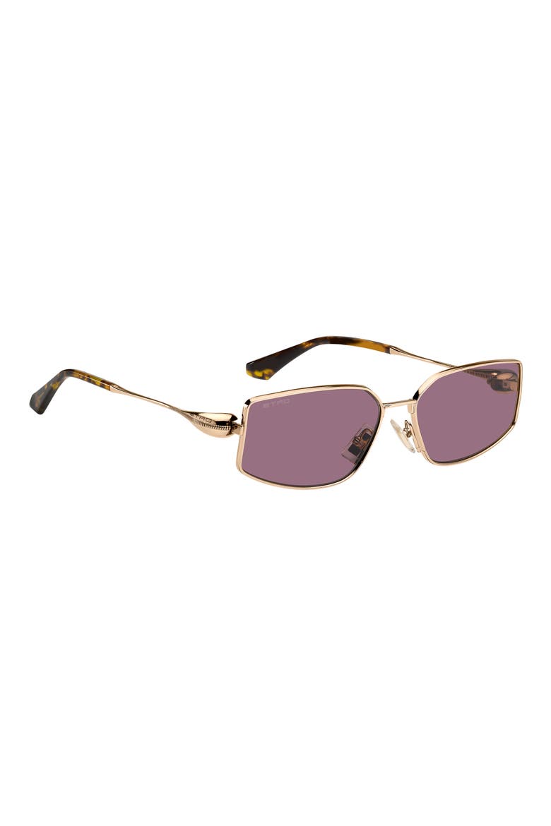 59mm Rectangular Sunglasses, Alternate, color, ROSE GOLD/ BURGUNDY