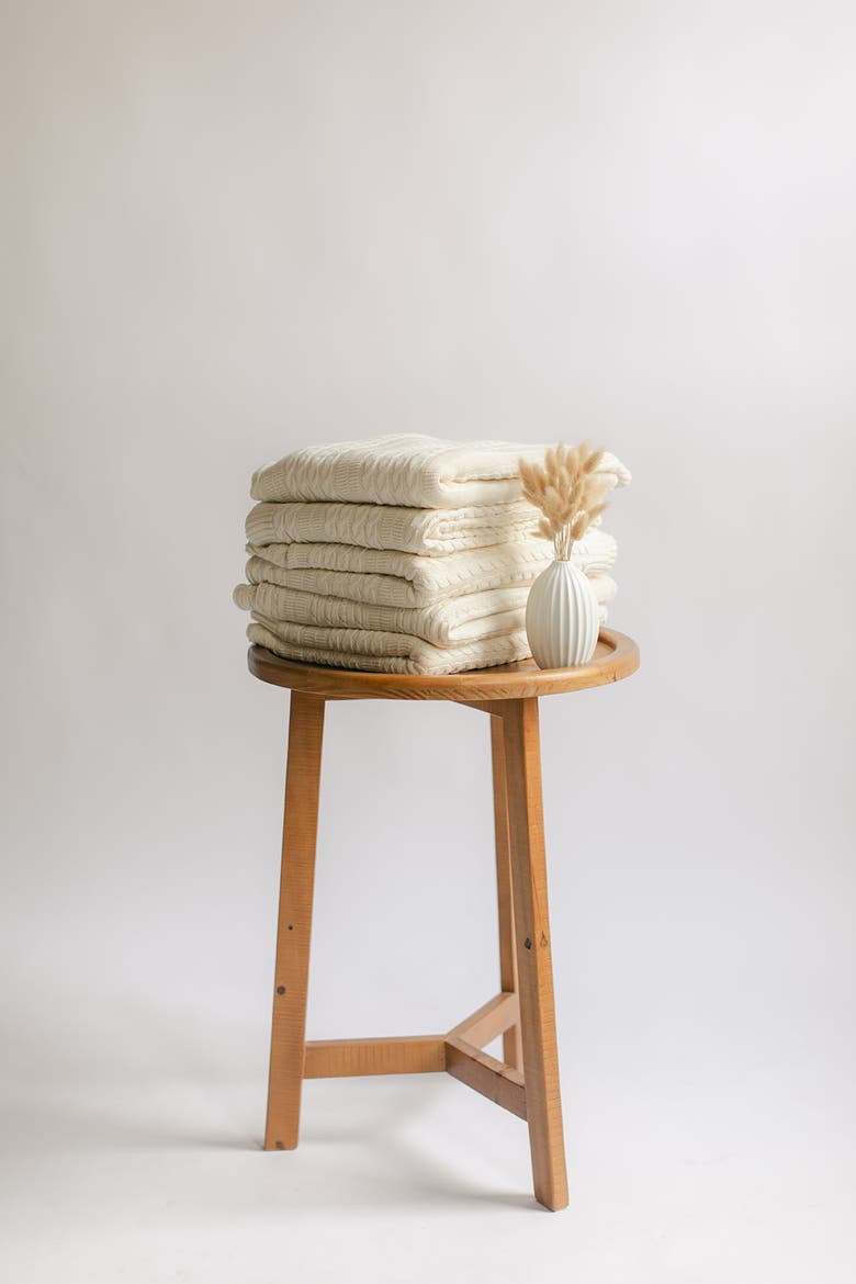 Organic Knit Throw Blanket, Alternate, color, Ivory