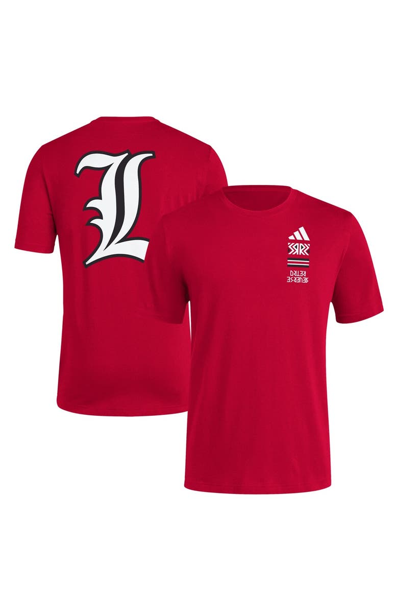 adidas Men's adidas Red Louisville Cardinals Reverse Retro Baseball 2 Hit T-Shirt, Main, color, Red