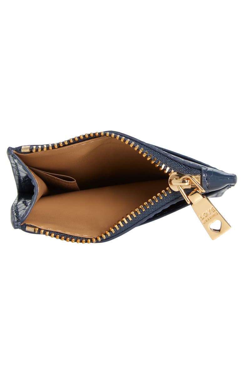 Love Moschino Croc Embossed Faux Leather Zip Card Wallet, Alternate, color,