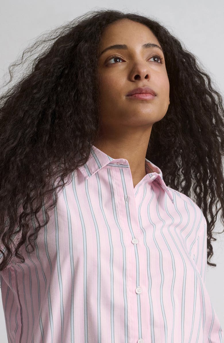 Brooklyn Industries Stripe Cotton Blend Button-Up Shirt, Alternate, color, Pink Striped