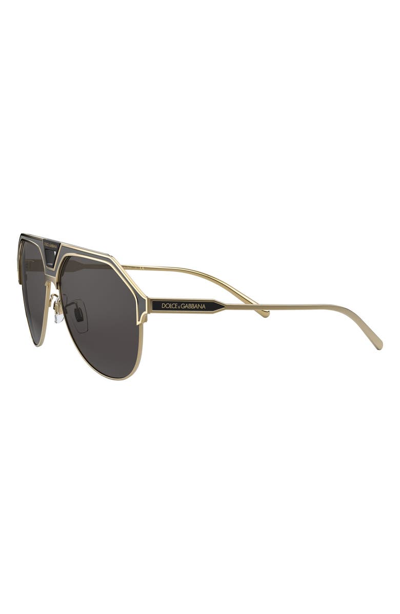 Dolce&Gabbana 60mm Gradient Aviator Sunglasses, Alternate, color, Gold/ Black Matte/ Grey