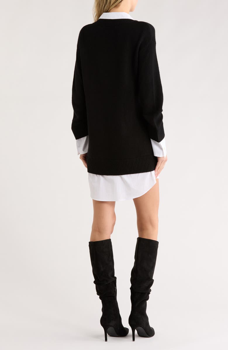 Cinq à Sept Santina Brooch Long Sleeve Twofer Sweater Dress, Alternate, color, 