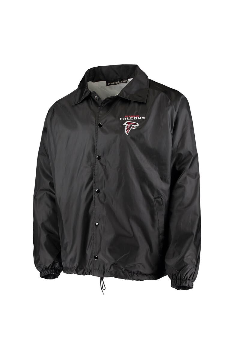 DUNBROOKE Men's Black Atlanta Falcons Coaches Classic Raglan Full-Snap Windbreaker Jacket, Alternate, color, 