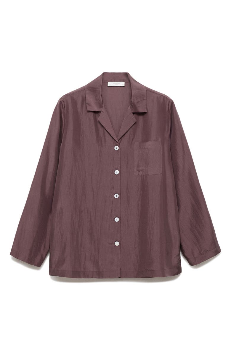 MANGO Silk Pajama Shirt, Alternate, color, Blackberry