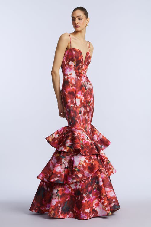 Bcbg Ruffle Ball Gown In Brown