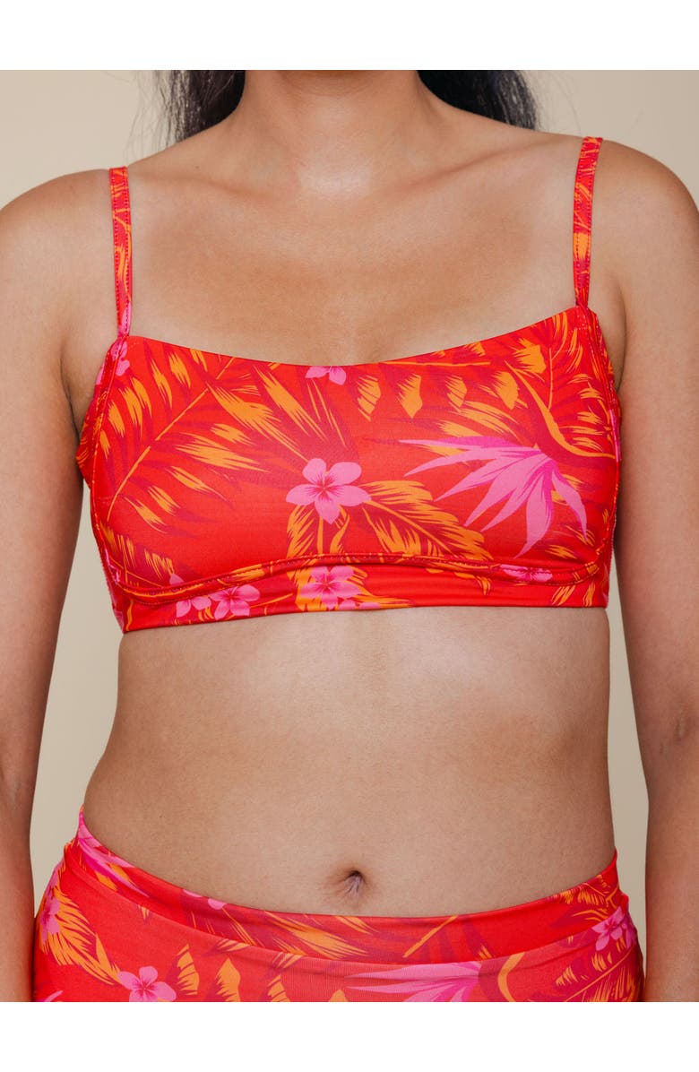 Kitty and Vibe Bandeau With Piping Bikini Top, Alternate, color, Maui