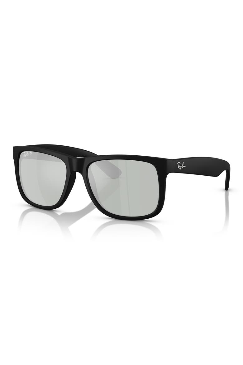 54mm Polarized Square Sunglasses, Alternate, color, RUBBER BLACK GREEN SILVER POL