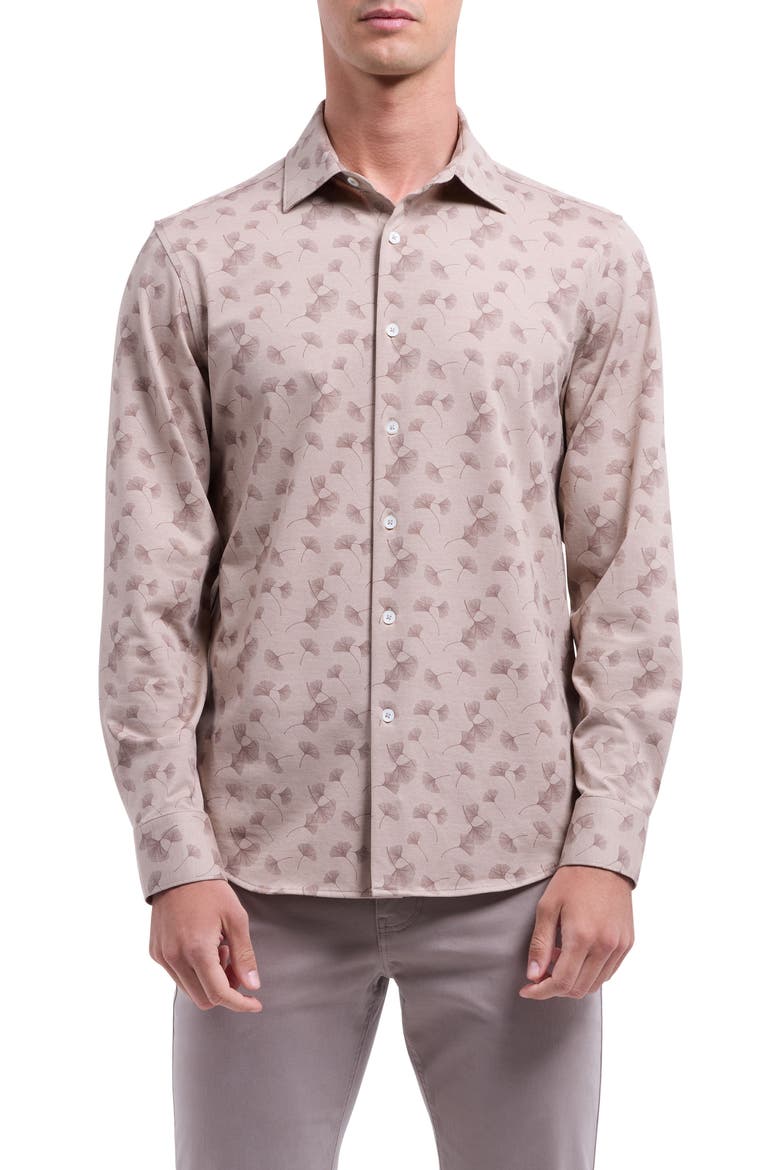 James OoohCotton® Floral Twill Button-Up Shirt, Main, color, SAND