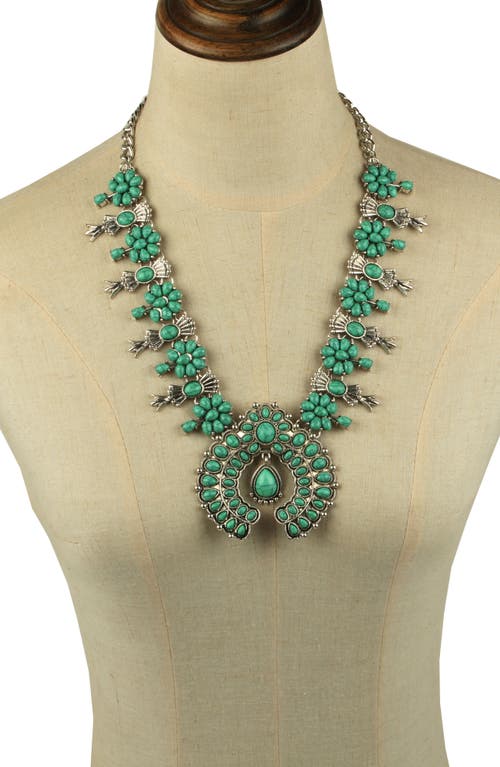 Eye Candy Los Angeles Green Blossom Turquoise Statement Necklace In Brown