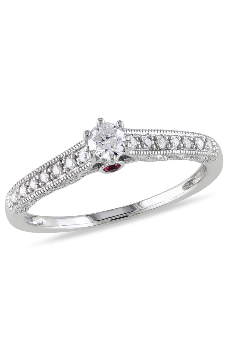 Julianna B. Diamond & Pink Sapphire Accent Engagement Ring 14k, Main, color, 14K White Gold