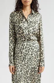ATM Anthony Thomas Melillo Leopard Print Silk Charmeuse Button-Up Shirt