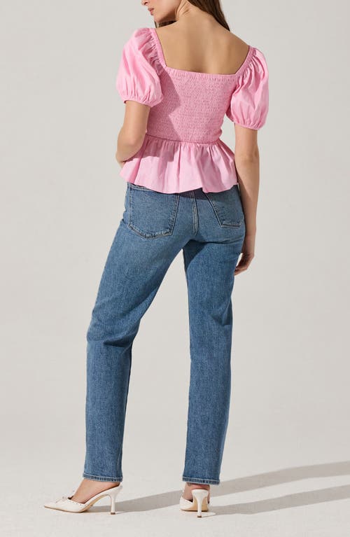 Astr The Label Smocked Peplum Shirt In Pink
