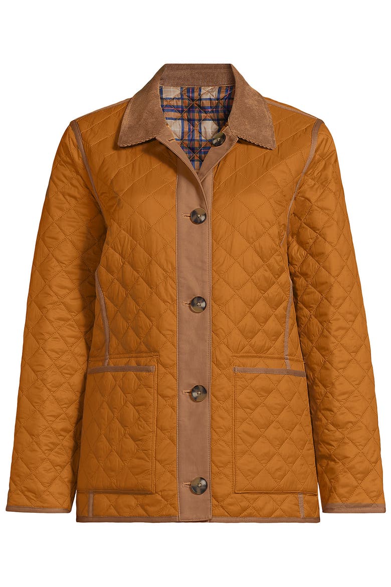 Reversible Barn Quilted Jacket, Alternate, color, Orange Ginger/Plaid