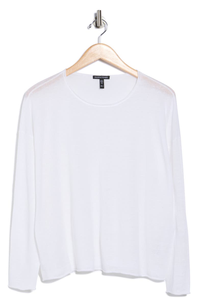 Eileen Fisher Crewneck Organic Linen & Organic Cotton Sweater, Alternate, color, White