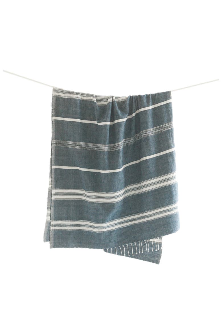 Aden Cotton Bath Towel, Main, color, Navy w/ Natural