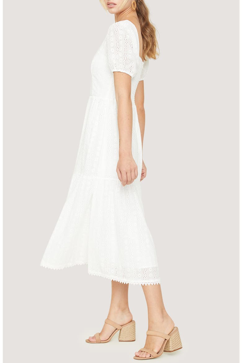 Middle of Nowhere Short Sleeve Cotton Eyelet Dress, Alternate, color, WHITE