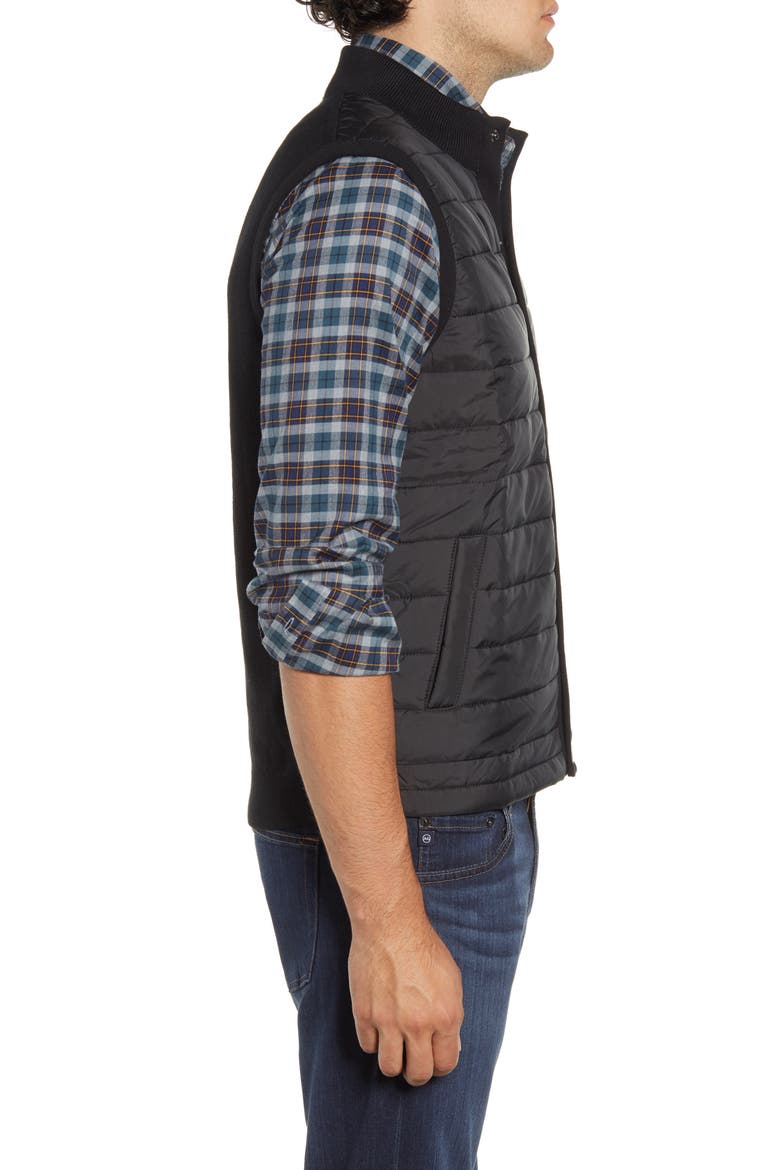 Essential Mixed Media Vest, Alternate, color, BLACK