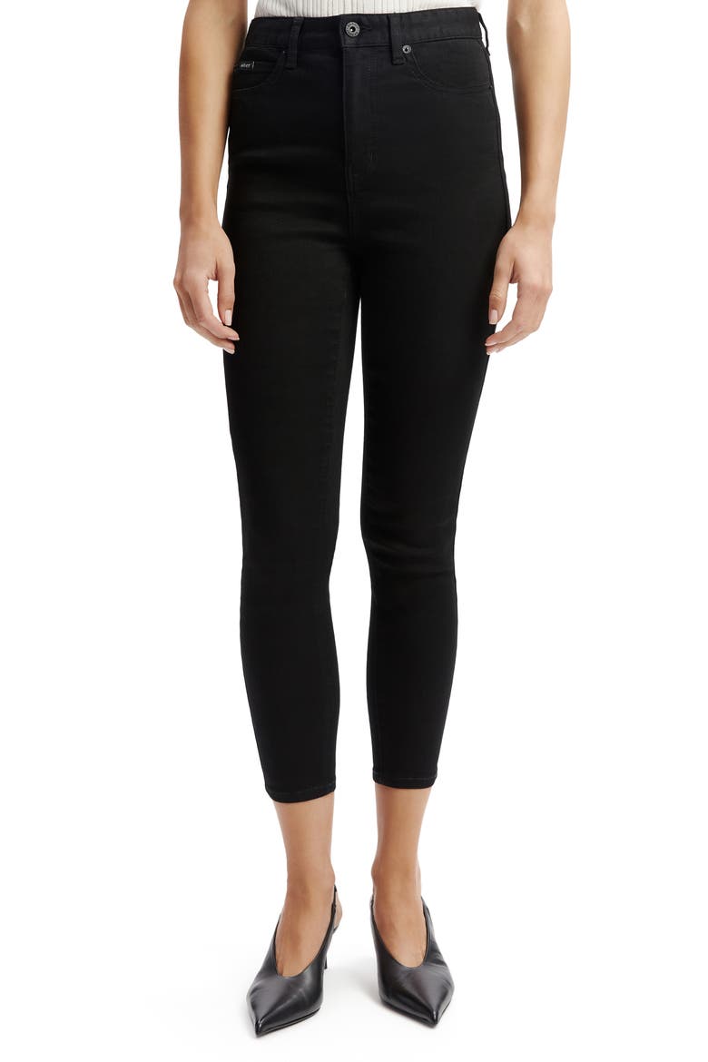Khloe High Waist Crop Skinny Jeans, Alternate, color, BLACK