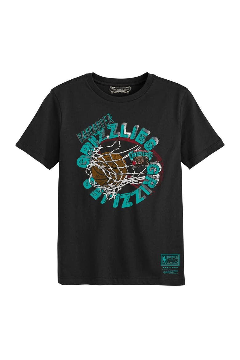 Preschool Mitchell & Ness Black Vancouver Grizzlies Hardwood Classics In The Net T-Shirt, Main, color, Black