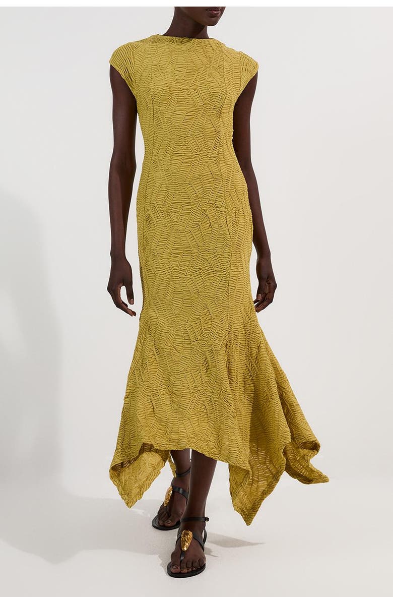 Karen Millen Sleeve Trim Detail Jersey Maxi Dress, Alternate, color, Chartreuse