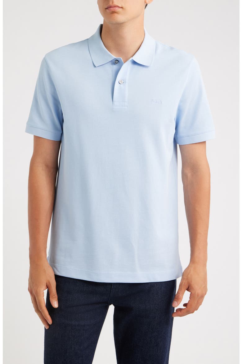 Pallas Solid Cotton Piqué Polo, Main, color, LIGHT PASTEL/ BLUE