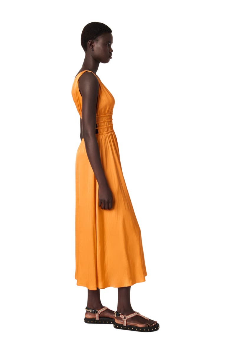 maje Satin-look maxi dress, Alternate, color, Orange