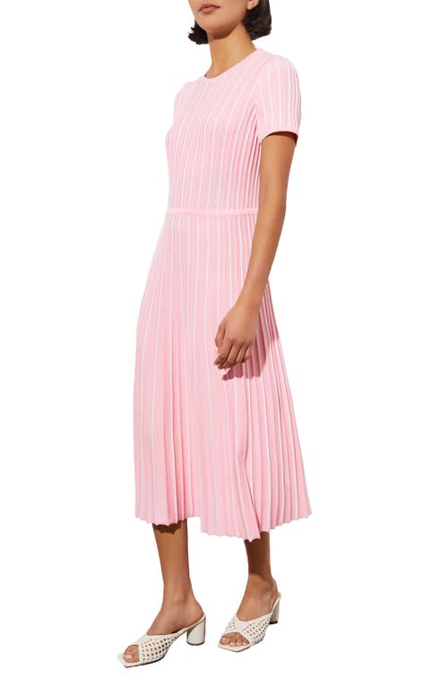 Shop Ming Wang Modern Fit Stripe A-line Knit Dress In Rose/white